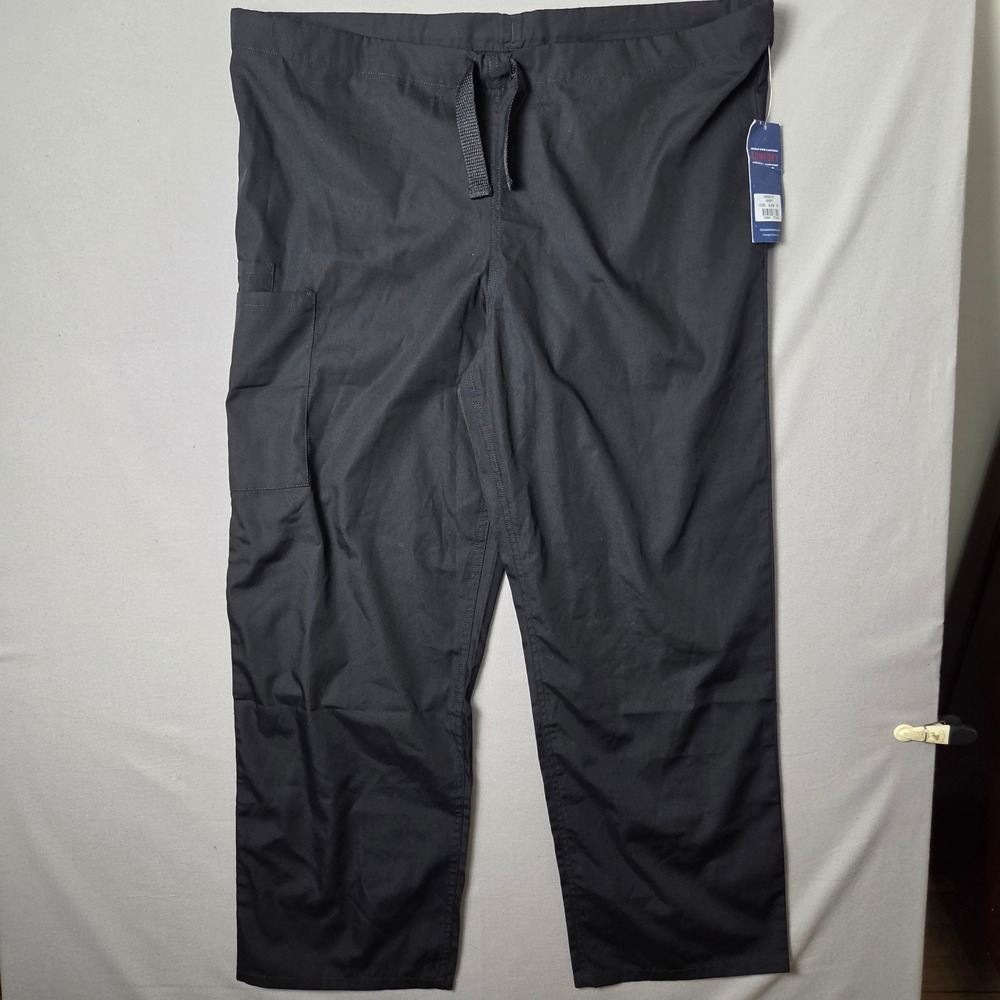 Cherokee Workwear Unisex Scrub Pants Black Medium Drawstring Cargo NWT